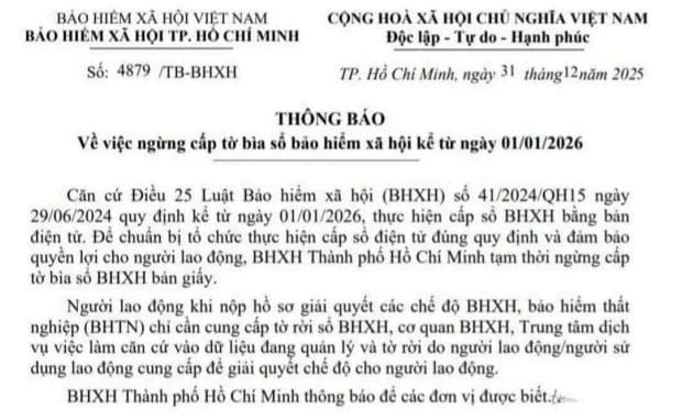 TPHCM cấp sổ BHXH điện tử từ 2026, người lao động cần biết